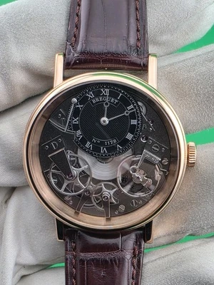 Reloj de cuerda manual Breguet Tradition oro rosa 18 quilates esfera esqueleto 7057BR/G9/9W6 Foto 1 de 4