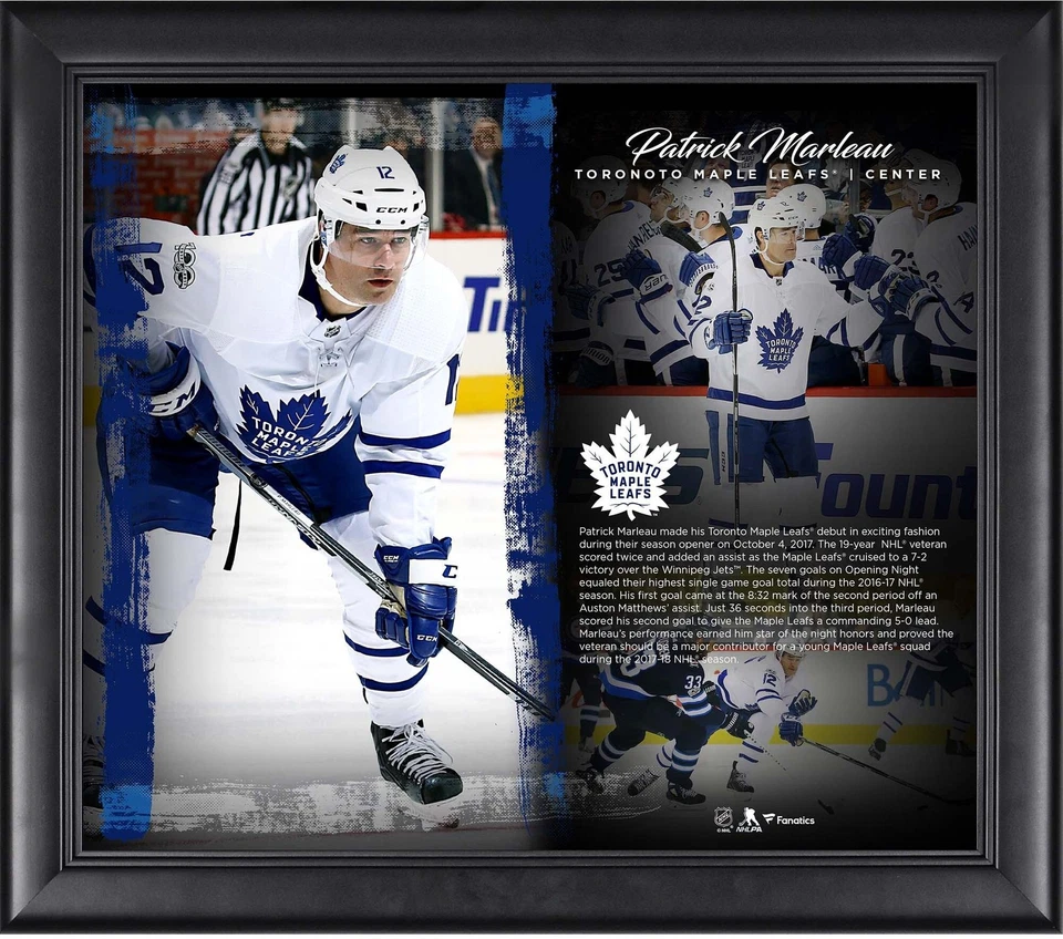 Patrick Marleau Hojas de Arce Enmarcadas 15x17 Dos Goles Equipo Debut Collage - Fanáticos Foto 1 de 1