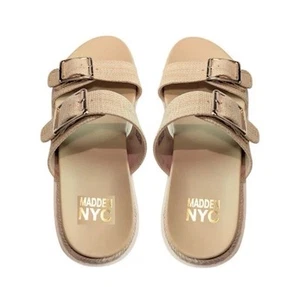 Neu mit Etikett Madden NYC WMNs Raffia Cushion Contour Fußbett zwei Riemen Sandalen Größe 11 - Bild 1 von 7