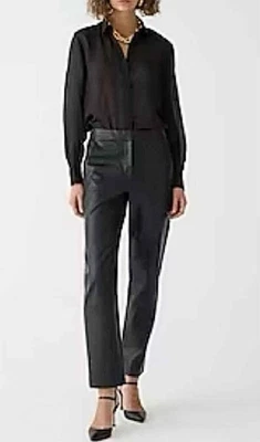 Pantalones de pierna recta de cuero sintético J.Crew Kate negros para mujer talla 6 S/M nuevos con etiquetas Foto 1 de 4