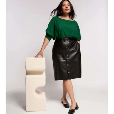 Minifalda Universal Estándar Ericka Imitación Cuero Botón Frontal Talla XL 26-28 Foto 1 de 4