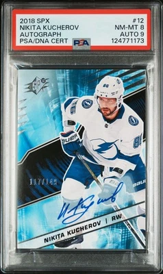 2018 UPPER DECK SPX #12 NIKITA KUCHEROV AUTO /149 PSA 8 /9 Auto - Image 1 of 2