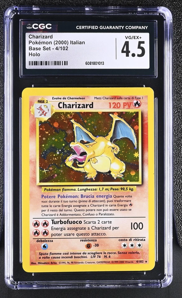 CGC 4.5 Italian Charizard 2000 Base Set 4/102 Holo Pokemon Card - Image 1 of 2