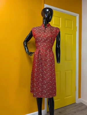 Vintage 1960s Red And Gold Dress - Size 10 - Image 1 of 4