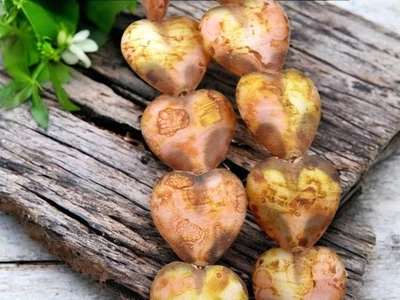 Cuentas de vidrio checo corazón cristal mate y rosa Picasso 16 mm 6 cuentas Foto 1 de 4