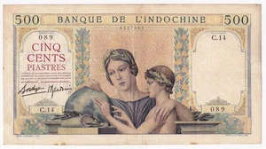 French Indochina 1939 500 Piastres Pick 57 - Picture 1 of 2