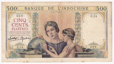 French Indochina 1939 500 Piastres Pick 57 - Image 1 of 2