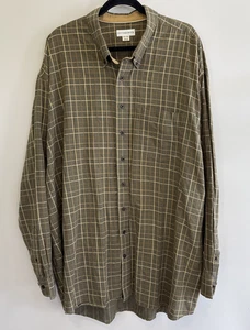 Cutter & Buck Mens 3XT Olive Plaid Long Sleeve Easy Care Button Down Shirt - Picture 1 of 8