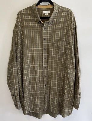 Cutter & Buck Mens 3XT Olive Plaid Long Sleeve Easy Care Button Down Shirt - Image 1 of 4