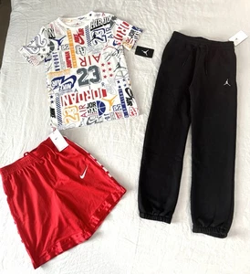 Nike Air Jordan Boys Wall Flight Tee, Dri-Fit Elite Shorts & Joggers Set L 14 16 - Picture 1 of 21