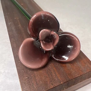 Hand Blown Long Stem Glass Flower Purple Lilly Open 12" - Picture 1 of 12