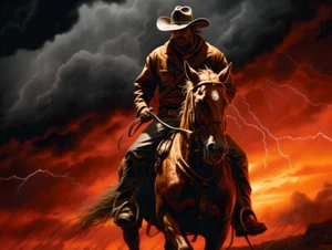 West Art Cowboy Stormy Landscape Canvas 097 -Home Decor Wall Art Prints Painting - Picture 1 of 7
