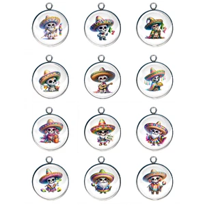 Cinco de Mayo Gnome Charms, Skeleton de Mayo Glass Cabochon Charms - Imagen 1 de 26