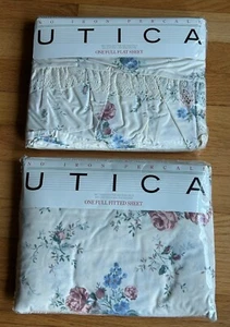 Juego de sábanas UTICA de colección completo planas rosa-azul floral cabaña retro 50 % algodón - Imagen 1 de 8