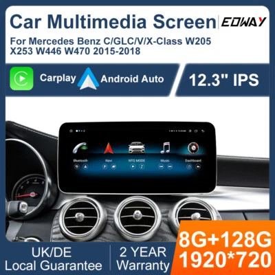 EDWAY Radio de coche Mercedes Benz Clase C/GLC/V/X W205 X253 DAB Android13 128 GB CarPlay