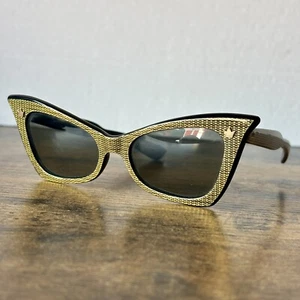 Vintage 1960s/70s Cari Michelle Sunglasses Cool Ray Polaroid Gold Cat Eye - Rare - Picture 1 of 24