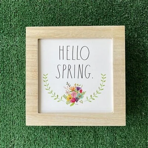 Rae Dunn Hello Spring Wooden Floral Wall Art /Sign Farmhouse Home Decor - Picture 1 of 4