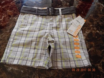 Pantalones Cortos Lee 24 Meses Niños Gris A Cuadros Con Cinturón / Nuevos Con Etiquetas Foto 1 de 4