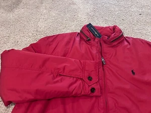 Polo Ralph Lauren red black pony brown leather trim windbreaker jacket coat 2XL - Picture 1 of 10