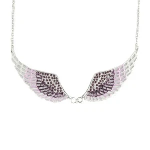 Angel Wing Jewelry Ladies Purple Bling Large Pendant Necklace Stainless Steel 38 - Picture 1 of 1