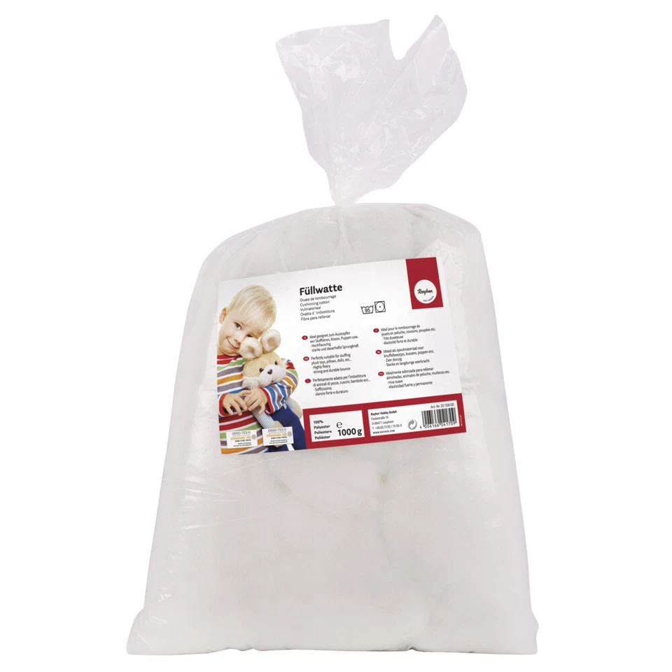 (20,99 EUR/kg) Füllwatte hochflauschig Flocken 1kg Teddywatte Kissenfüllung - Bild 1 von 4