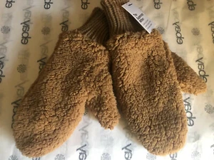 Womens Camel Mittens Knit Fleece Plush One Size Winter Gloves - Picture 1 of 2