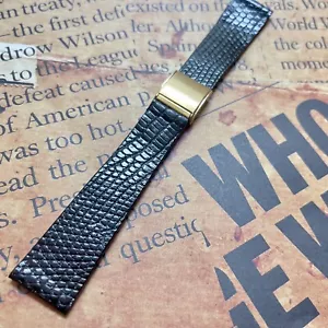 Deployant clasp 20mm Genuine Lizard vintage watch band fits many wrist sizes NOS - Picture 1 of 8