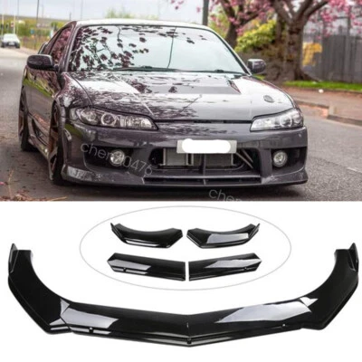 For Nissan S15 200SX Silvia Glossy Black Front Bumper Lip Splitter Spoiler Kit - Imagem 1 de 4