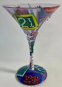Bicchiere Lolita Martini "Toast 21" dipinto a mano multicolore da collezione - Foto 1 di 7