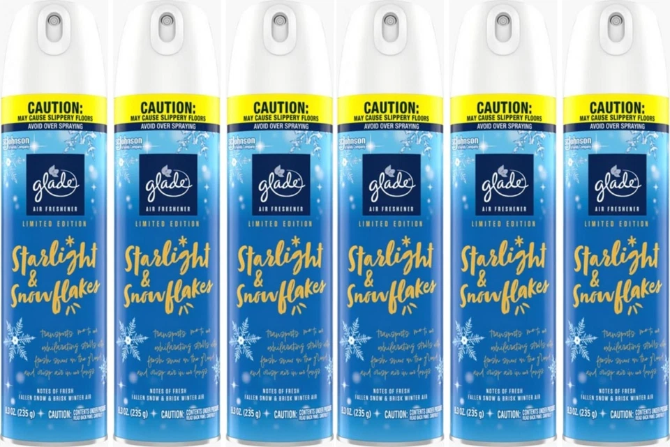 Glade Air Freshener Aerosol Holiday Scent Starlight & Snowflakes 8.3 oz 2 Pk