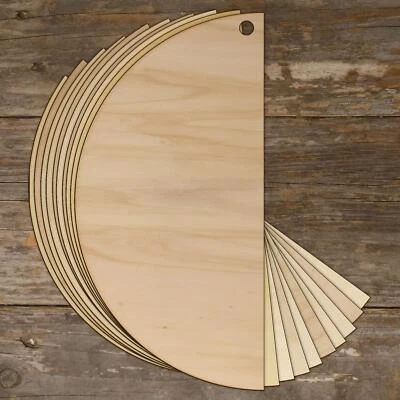 10x Wooden Plain Semi Circle Craft Shape 3mm Ply Geometric Half Circle - Image 1 of 2