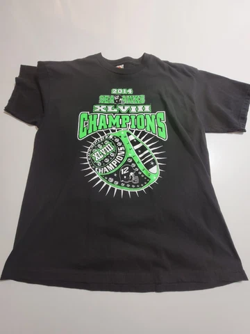 2014 SEATTLE SEAHAWKS World Champions XL Neon Green Ring Print T-Shirt Cover
