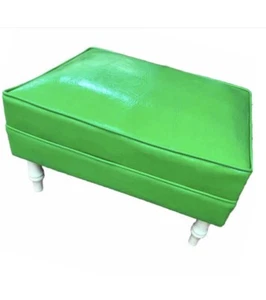 RETRO Green ๐ Vinyl Stool Foot Stool Ottoman Mid Century Modern GROOVY 1970s - Picture 1 of 11