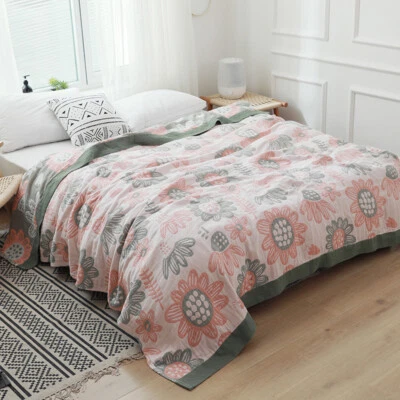 Quilt Sheet Summer Blanket Thin Breathable Air Conditioning Blanket 100% Cotton - Image 1 of 4