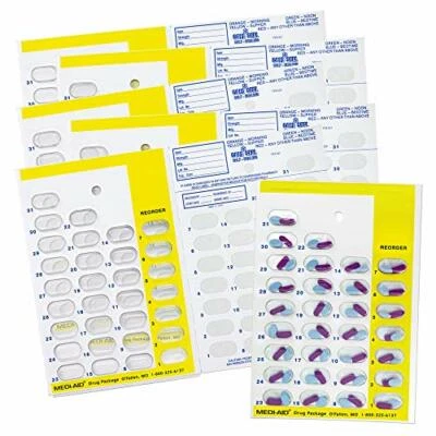 PILL THING, INC Monthly 31 Day Medication Blister Cards Cold Seal 6 pack (Yellow)