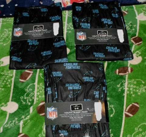 Boy's Youth Black NFL Carolina Panthers Logo Pajama Sleep Pants XXS XS S Cover