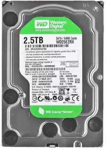 Hard Drive WD Caviar Green WD25EZRX 2.5TB 5400 RPM 64MB SATA III 3.5'' Inch - Picture 1 of 5