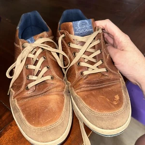Wild Rhino Crest - Leather Tan Shoes Sneakers Size 41 Pre Loved Used Condition - Picture 1 of 7