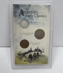 AMERICAS EARLY CLASSIC COINS-BARBER DIME, LIBERTY NICKEL, INDIAN CENT- RARE !!!! - Picture 1 of 7