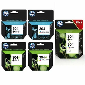 Genuine Original HP 304/304XL Black/Colour Ink Cartridges For DeskJet 2620 2632 - Picture 1 of 10