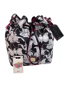DisneyParks Dooney & Bourke 2022 Dumbo borsa con coulisse borsa hobo e spilla Dumbo nuova con etichette - Foto 1 di 12