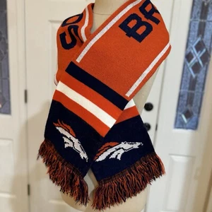 Denver Broncos NFL Football Neck Scarf Orange Blue Fringed Soft Knit Unisex - Picture 1 of 4