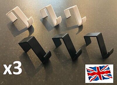Over Door Hooks X 3 - WHITE Or BLACK - Made In UK Door Hanger Hook 35mm • 5.01$