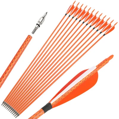 30" Carbon Arrows Archery SP500 4" Feather Compoundbow Recurve Bow Tips Hunting - Image 1 of 4