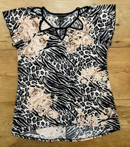 Susan Lawrence Shirt Womens XL Multicolor Leopard Zebra Floral Office Streetwear - Picture 1 of 8
