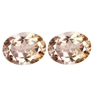 2.10 Ct [2 Pcs Pair] IF Oval 8.8x6.6 MM 100% Natural Peach Pink Brazil Morganite - Picture 1 of 5