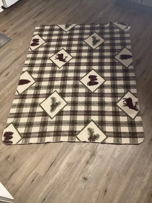 Woolrich Home Plush Fleece Blanket Green Plaid Cabin Theme 48” x 66" - Image 1 of 4