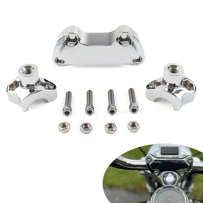1.7" Handlebar Risers Top Clamp Fit Harley Dyna Softail Sportster Chrome Motor - Image 1 of 4