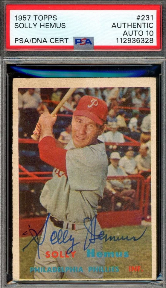 Solly Hemus Gem Mint 10 PSA DNA Signed 1957 Topps Autograph - Image 1 of 1