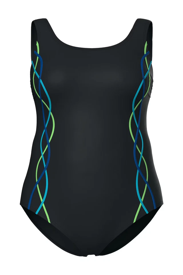 Ulla Popken Damen große Größen Badeanzug Pipings Unterbrustband - Bild 1 von 1